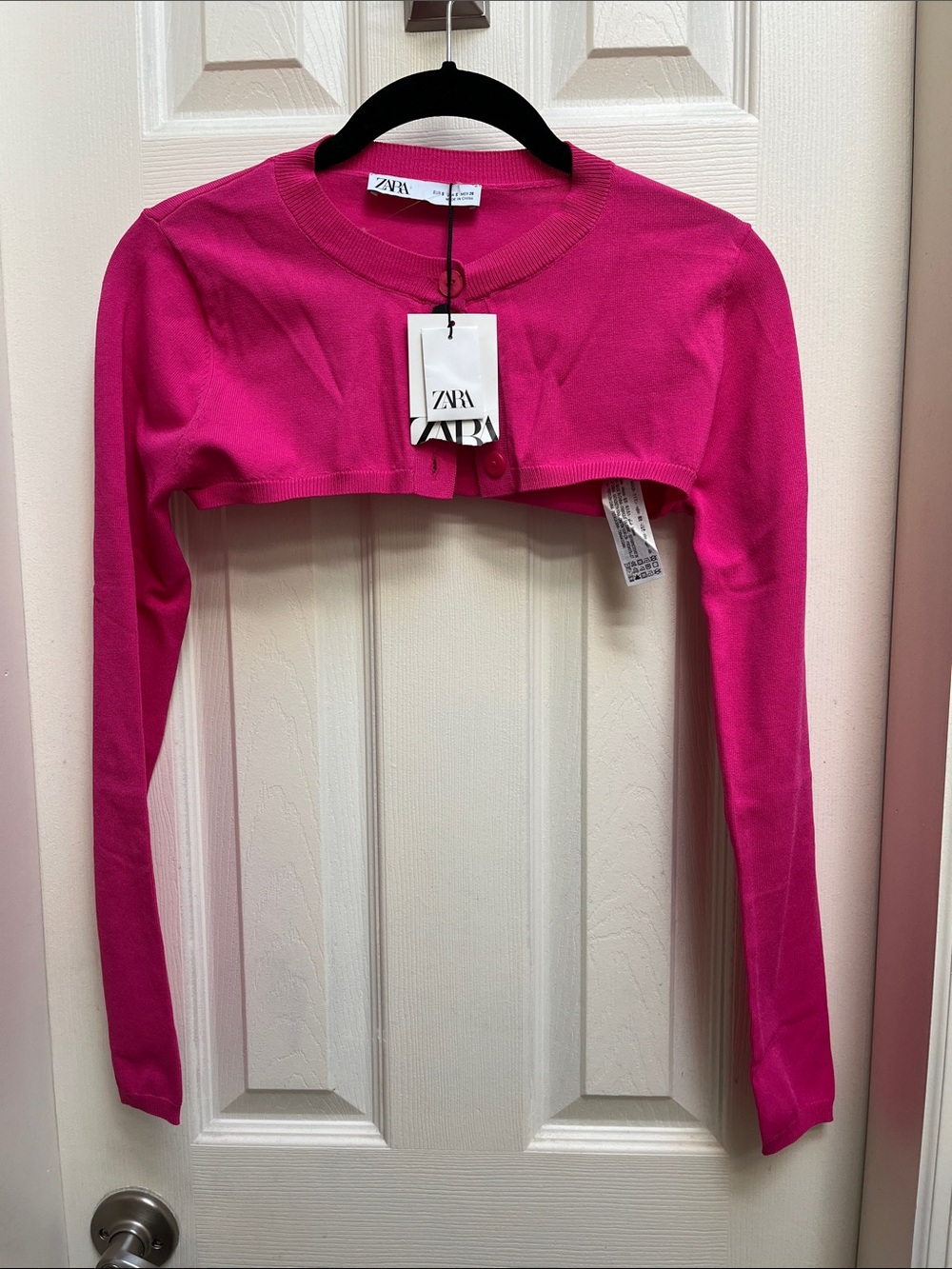 Zara Bright Pink Cropped Bolero Knit Shrug - Picture 1 of 2